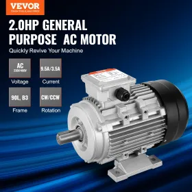 1.5KW Electric Motor 3000RPM AC230/400V 9.5A/3.5A 3-Phase 24mm Keyed Shaft