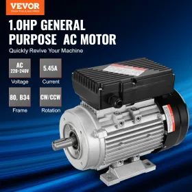 0,75 kW Electric Motor 1400 rpm AC 220 ~ 240V 5,45A 1-fase 19 mm Keyed Shaft