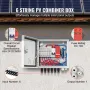 PV Combiner Box, 6 String, Solar Combiner Box with 10A Rated Current Fuse 63A Circuit Breaker Lightning Arrester and Solar Conne