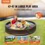 Sandbox with Cover, 47.2 x 9.1 in Round Sand Box, HDPE Sand Pit with 3 Corner Seating and Bottom Liner, Kids Sandbox for Outdoor