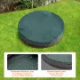 Sandbox with Cover, 47.2 x 9.1 in Round Sand Box, HDPE Sand Pit with 3 Corner Seating and Bottom Liner, Kids Sandbox for Outdoor