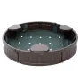 Sandbox with Cover, 47.2 x 9.1 in Round Sand Box, HDPE Sand Pit with 3 Corner Seating and Bottom Liner, Kids Sandbox for Outdoor