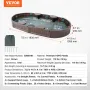 Sandbox with Cover, 72 x 41.5 x 9.1 in Oval Sand Box, HDPE Sand Pit with 4 Corner Seating and Bottom Liner, Kids Sandbox for Out
