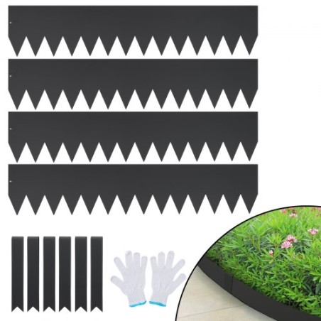 Steel Landscape Edging, 4-pack Steel Garden Edging Borders, 40" L x 8" H Strips, Hammer-in Edging Border with 6 Clips, Bendable