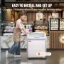 Commercial Ice Cream Display Case, 154 L Chest Freezer, Mobile Glass Top Deep Freezer, Restaurant Gelato Dipping Cabinet with 2 