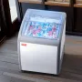 Commercial Ice Cream Display Case, 154 L Chest Freezer, Mobile Glass Top Deep Freezer, Restaurant Gelato Dipping Cabinet with 2 