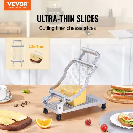 Cheese Cutter with Wire, 0.2" Ultra-Thin Cheeser Butter Cutting Blade, Detachable Cheese Slicer Wire, Aluminum Alloy Commercial 