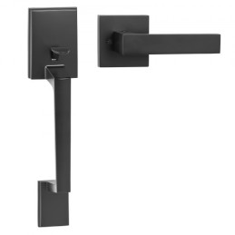 Entry Door Handle Matte Black Square Handle Set with Door Lever No Lock