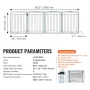 Free Standing Dog Gate, 32" H x 96.5" W Freestanding Pet Gate, 4 Panels Foldable Dog Gate for Wide and Narrow Passageways, Expan