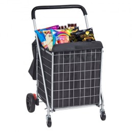 Folding Shopping Cart, 200 lbs Max Load Capacity, Grocery Utility Cart with Rolling Swivel Wheels and Bag, Heavy Duty Foldable