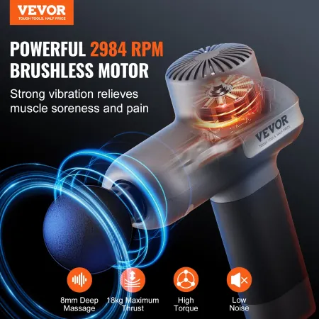 Mini Massage Gun, Percussion Muscle Massage Gun for Athletes - with 5 Speed Levels & 6 Massage Heads, 7.4V 2500mAh Batteries, Ha