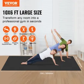 Exercise Mat Non Slip Yoga Mat Gym Fitness Pilate Workout Mat (10x6ft)