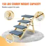 Wood Pet Stairs/Pet Steps, 2-in-1 Foldable Wooden Dog Stair for Beds, Sofa and Cars, Dog Stairs & Ramp with 4 Steps for Small Me