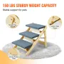Wood Pet Stairs/Pet Steps, 2-in-1 Foldable Wooden Dog Stair for Beds, Sofa and Cars, Dog Stairs & Ramp with 3 Steps for Small Me