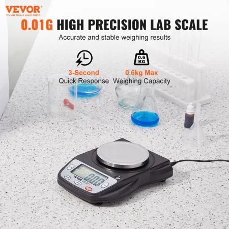 Analytical Balance, 600g x 0.01g Accuracy High Precision Lab Scale, 6 Units Conversion Electronic Scientific Laboratory Scale, L