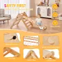 Pikler Triangle Set, 4 in 1 Toddler Climbing Toys Indoor Playground, Montessori Climbing Set with Triangle and Ramp, Large Size 