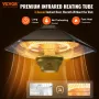 Hanging Patio Heater, 2000W Remote Control Outdoor/Indoor Electric Space Infrared Heater, IP34 Protection Ceiling Heater w/ Pull