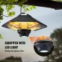 Hanging Patio Heater, 2000W Remote Control Outdoor/Indoor Electric Space Infrared Heater, IP34 Protection Ceiling Heater w/ Pull