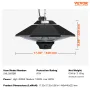 Hanging Patio Heater, 2000W Remote Control Outdoor/Indoor Electric Space Infrared Heater, IP34 Protection Ceiling Heater w/ Pull