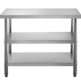 Prep -tabel udendørs mad, 48x14x33 i kommercielt rustfrit stålbord, 2 justerbar underbq -preprape -bord, tung pligt
