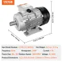 2.2KW Electric Motor 2890 rpm, AC 400V 4.7A, 90L, B3 Frame, Air Compressor Motor 3-Phase, 24mm Keyed Shaft, CW/CCW Rotation for 