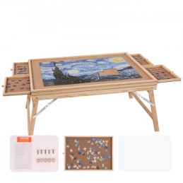 1500 Piece Puzzle Table with Folding Legs, 4 Drawers and Cover, 32.7"x24.6" Wooden Jigsaw Puzzle Plateau, Puzzle Accessories