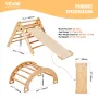 Pikler Triangle Set, 5 in 1 Toddler Climbing Toys Indoor Playground, Montessori Climbing Set with Triangle, Ramp, and Arch, Larg