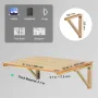 Wall Mounted Folding Table, 31.5" x 23.62" Wall Mount Drop Leaf Table, Wooden Floating Desk with Iron Bracket, Fold Down Desk fo