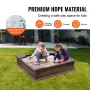 Sandbox with Cover, 48.6x48.6x12.4 in Square Sand Box, HDPE Sand Pit with 4 Corner Seating and Bottom Liner, Kids Sandbox for Ou