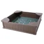 Sandbox with Cover, 48.6x48.6x12.4 in Square Sand Box, HDPE Sand Pit with 4 Corner Seating and Bottom Liner, Kids Sandbox for Ou