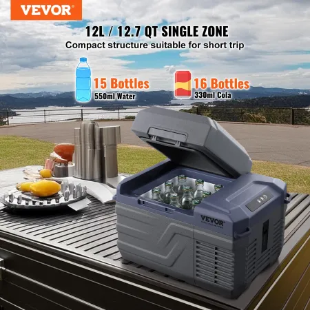 Car Refrigerator, 12 Volt Car Refrigerator Fridge, 12 L Single Zone Portable Freezer, -4℉-68℉ Adjustable Range, 12/24V DC and 10