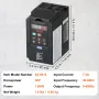 VFD 2HP, 1.5KW, 7.5A, 1 or 3 Phase 220V Input to 3 Phase 220V Output Variable Frequency Drive, 40-60Hz Input, 0-400Hz Output VFD