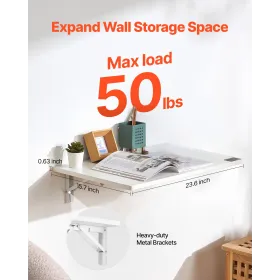 Wall Mounted Floating Folding Table Laptop Desk Home Office 23.62x15.75 in