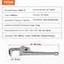 Pipe Wrench, 18" Aluminum Straight Pipe Wrench, Adjustable Plumbing Wrench, with High Strength Jaw and Ergonomic Handle, Easy to