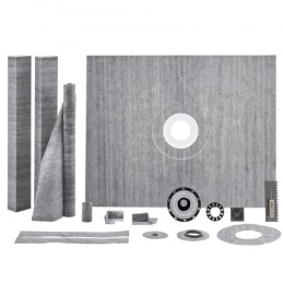 Shower Curb Kit, 1219x1524mm Shower Pan Kit with 50.8mm ABS Central Flange, Waterproof Membrane, Stainless Steel Grate and