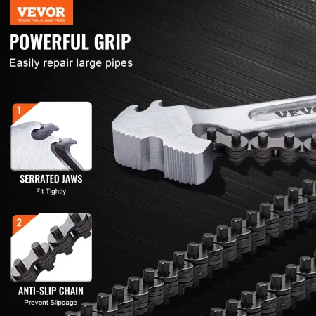 Chain Wrench, 48 inch Chain Pipe Wrench, 13.4 inch Diameter Capacity, CRV Reversible Pipe Fitting Tool Wrench with High Strength