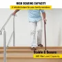 5 Step Railing Stainless Steel Transitional Handrail fit for Level Surface and 1 to 5 Steps Adjustable Stair Railing Indoor Outd