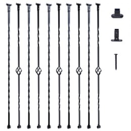 Trappe Metal Balusters, 44 '' X 1/2 "Galvaniseret stål dekorative banisterspindler, 10 pakkedækbaluster med hul single