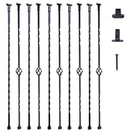 Trappe Metal Balusters, 44 '' X 1/2 "Galvaniseret stål dekorative banisterspindler, 10 pakkedækbaluster med hul single