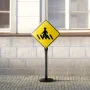 Cast Iron Sign Post, 4 ft Portable Heavy Duty Steel Post Sign Holder with Hard Plastic Base & Wheels, U-Channel Sign Stand for G