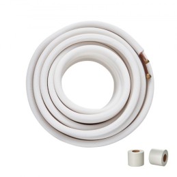 15240mm Mini Split Line Set, 6.4 & 9.5mm O.D Copper Pipes Tubing and Triple-Layer Insulation, for Mini Split Air Conditioning