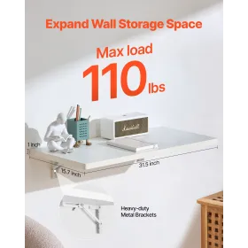 Vægmonteret flydende foldningsbord bærbar skrivebord hjemmekontor 31.5x15.75 in