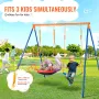 Swing Sets for Backyard, 440lbs Load Capacity Swing Set, with 1 Saucer Swing Seat, 1 Belt Swing Seat, Heavy Duty A-Frame Metal S
