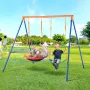 Swing Sets for Backyard, 440lbs Load Capacity Swing Set, with 1 Saucer Swing Seat, 1 Belt Swing Seat, Heavy Duty A-Frame Metal S