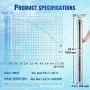Deep Well Submersible Pump, 1100W 230V 50Hz, 7.1 m³/h Max Flow 105 m Max Head with 19.4 m Electric Cord, Stainless Steel Water P