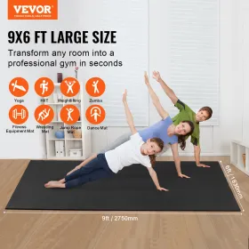 Exercise Mat Non Slip Yoga Mat Gym Fitness Pilate Workout Mat (9x6ft)