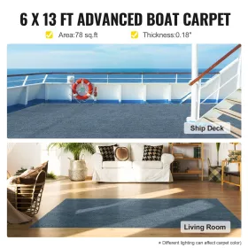 Marine Carpet 6x13ft Boat Carpet Rugs Indoor Outdoor Rugs for Patio Deck Anti-Slide TPR Water-proof Back Cut Outdoor Marine