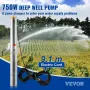 Deep Well Submersible Pump, 750W 230V 60Hz, 7.1 m³/h Max Flow 75 m Max Head, with 9.1 m Electric Cord, Stainless Steel Water Pum