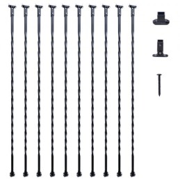 Staircase Metal Balusters, 44'' x 1/2" Galvanized Steel Decorative Banister Spindles, 10 Pack Deck Baluster with Hollow Twists,