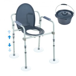 Commode Chair, Bedside Commode with Wider Toilet Seat, 7-Level Adjustable Height, 5.8L Removable Bucket, Easy to Assemble, 350